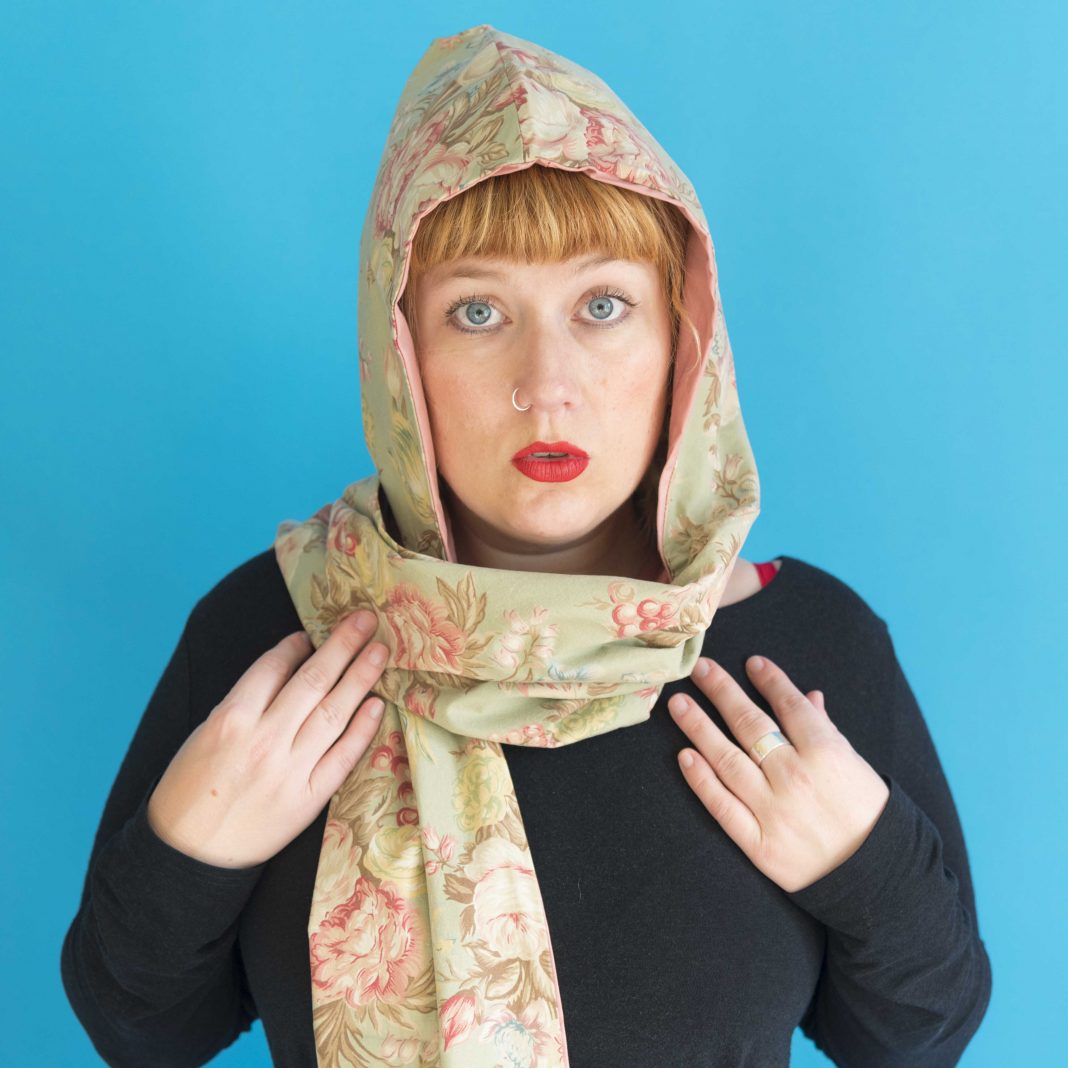 The Hood Scarf: seafoam green + florals - Maple and Oak Designs